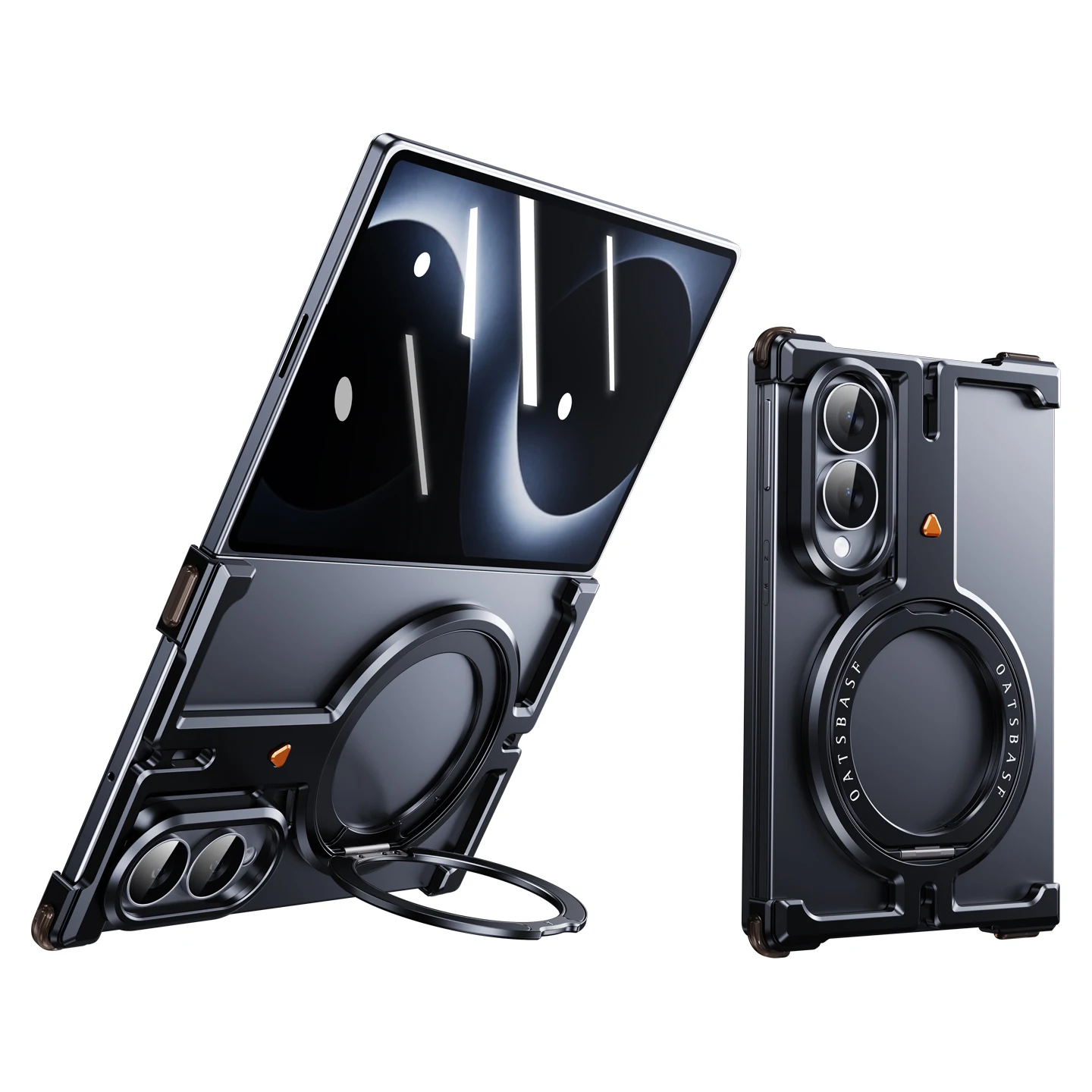 Eary Frame Metallhüllen für Samsung Galaxy Z Fold 8 mit 360-Grad-Ständer ° Drehbarer Griff-Ständer Aluminium Slim Bumper Stoßfeste Handyhülle – Detail 1