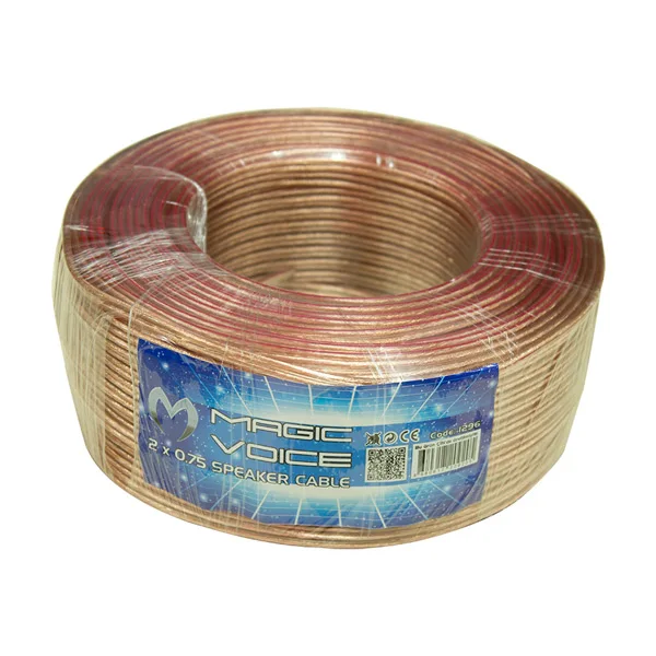 CABLE 2 X0.75 TRANSPARENT COPPER SPEAKER CABLE 100 METERS MAGICVOICE (LEHİMLENEBİLİR)