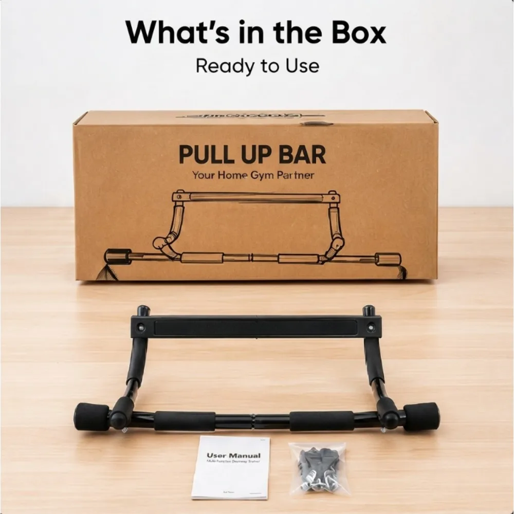 Doorway Pull Up Bar for Home Gym, Multi-Grip Chin Up Bar, No Drill Upper Body Workout Equipment for Men and Women