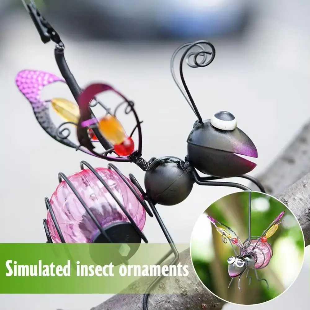 

Creative Solar Iron Insect Statue Iron Art 3D Simulation LED Hanging Butterfly Lamp with LED Fairy Light Colorful