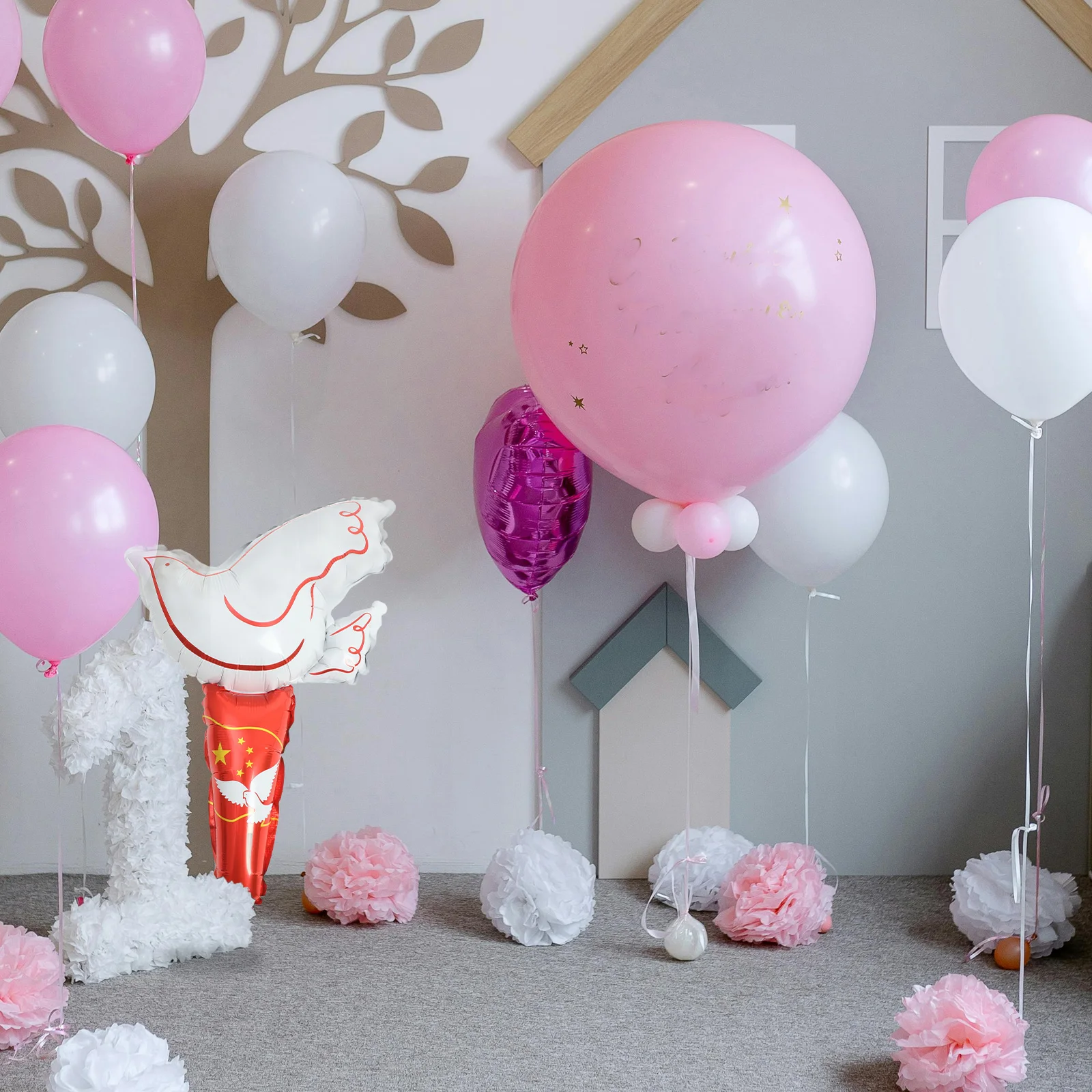 

10pcs Peace Dove Torch Balloons White Foil Bird Balloon For Birthday Wedding Funeral Memorial Party Decorations Supplies