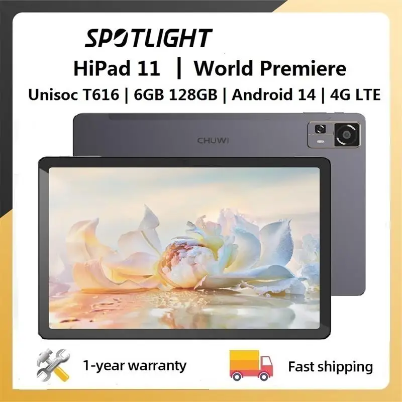 New! HiPad 11 Tablet 10.95inch 1920x1200 FHD 4G LTE Unisoc T616 6GB LPDDR4 128GB Android 14 Tablet PC for Gaming Widevine L1