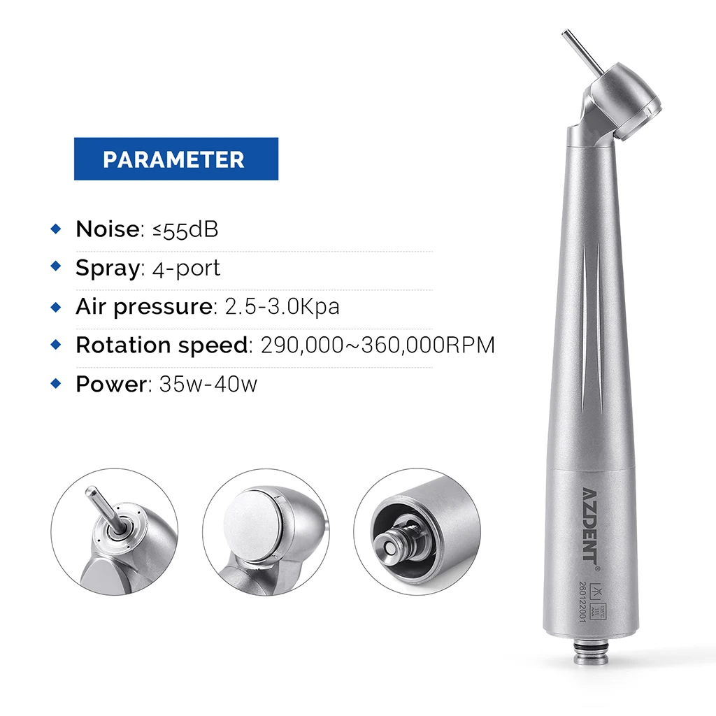 AZDENT Dental 45 ° Hochgeschwindigkeits-Handstück mit LED-Faseroptik aus Titan, passend für KAVO und NSK, mit Keramiklager und Druckknopf, Zahnmedizinisches Instrument – Detail 11