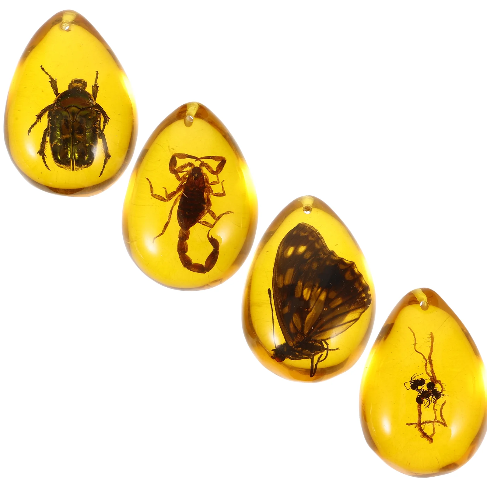 4 Pcs Amber Specimen Insect Decor with inside DIY Pendant Insects Pendants Accessories Decoration