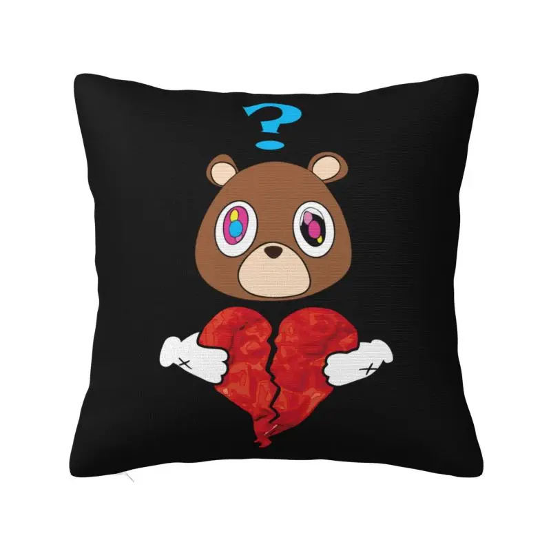 Fashion Kanye West Bear Heart Break Cushion Covers 55x55cm Soft Throw Pillow Case for Sofa Car Square Pillowcase Home Decor