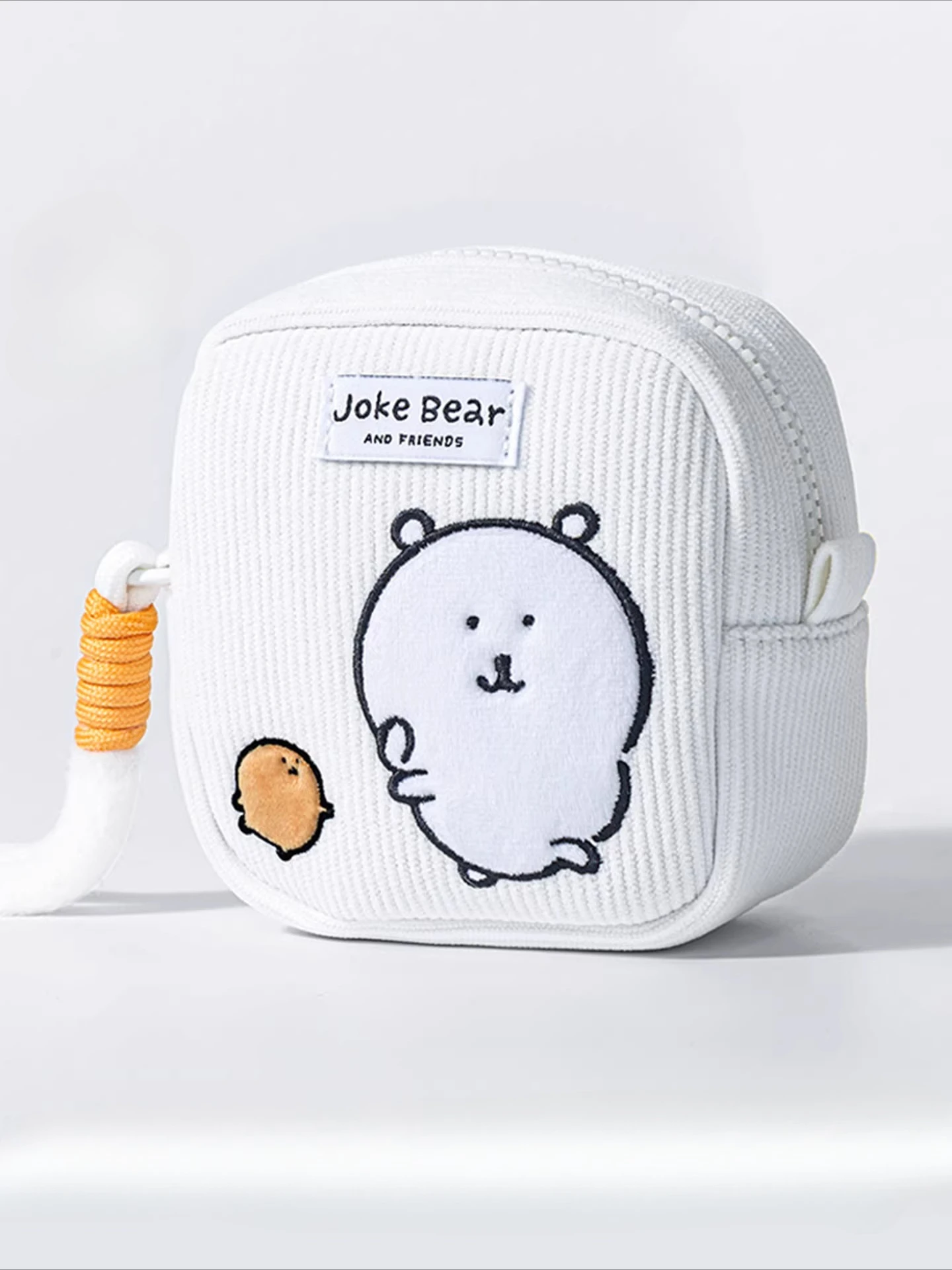 

JokeBear Embroidery Pouch, Cute Bear Makeup Bag with Zipper, Canvas Cosmetic Organizer for Travel, Cute Storage Gift