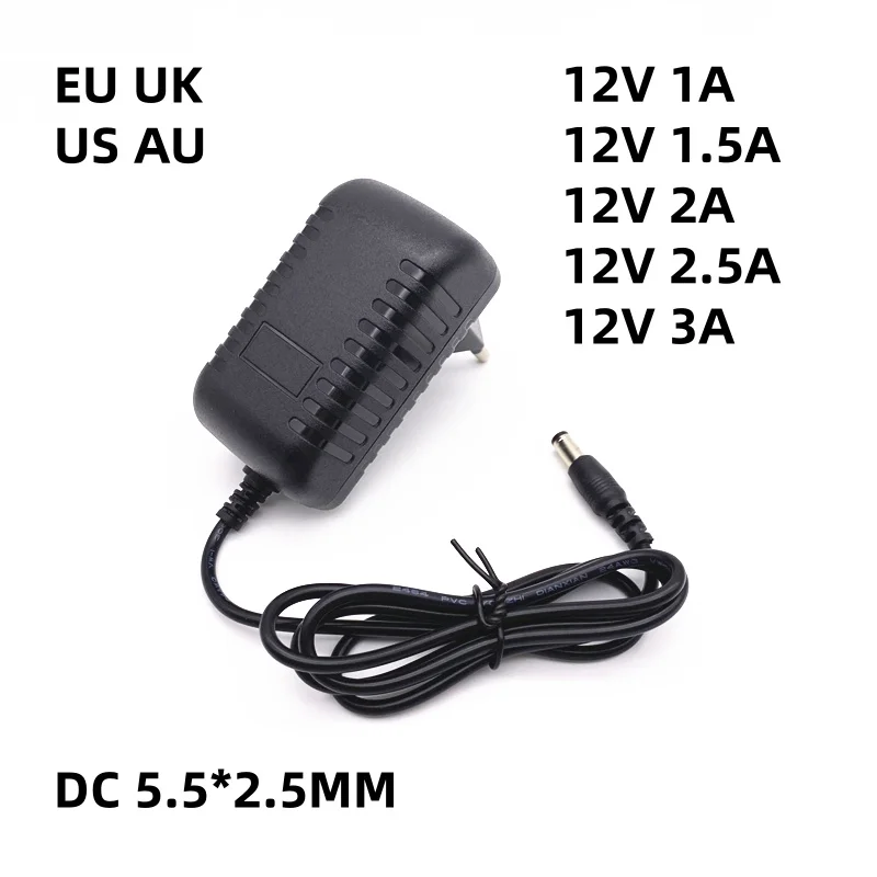 

AC 110V-240V to DC 12V 1A 1.5A 2A 2.5A 3A Преобразователь адаптера питания Зарядное устройство для светодиодной ленты Камера видеонаблюдения Динамик ТВ Box Motor
