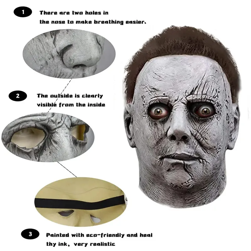 فيلم رعب بوليكس 1978 مايكل مايك نصف وجه من اللاتكس للهالوين مايرز أقنعة تنكرية للأولاد البنات؛ 6، أ.ك؛ 8،