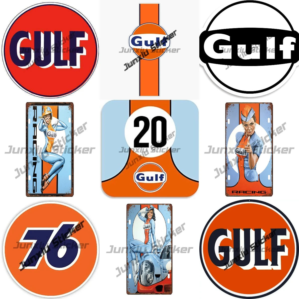 

Gulf Gasoline Engine Oil Gulf with Flag Vinyl Decal Racing Number 76 Signs Waterproof Yacht Club Sticker Accessories for The Car