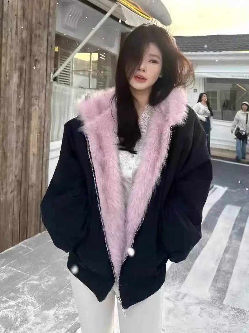 

Двусторонняя женская зимняя куртка в американском ретро-стиле Mountain Eagle с интегрированным экологичным мехом и кожаными вставками, премиум-класса