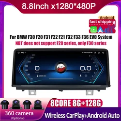 8.8 Inch Android 14 Screen ID8 For BMW F30 F20 F31 F22 F21 F32 F33 F36 EVO System Car Carplay Monitor Multimedia Speacker Player