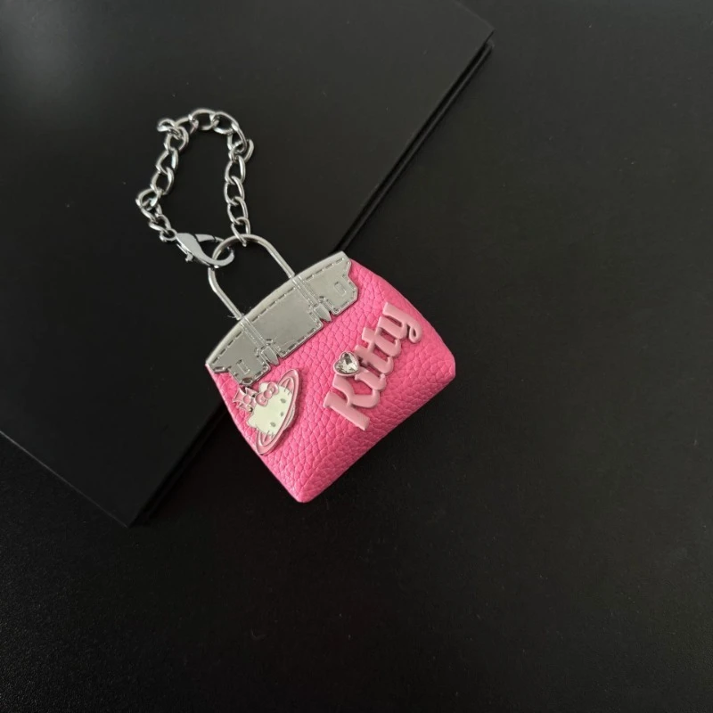 Kawaii Sanrio Anime Hello Kitty Bag Pendants Cute Cartoon PU Keychains Decorative Lovely Doll Birthday Toys for Girls Boys