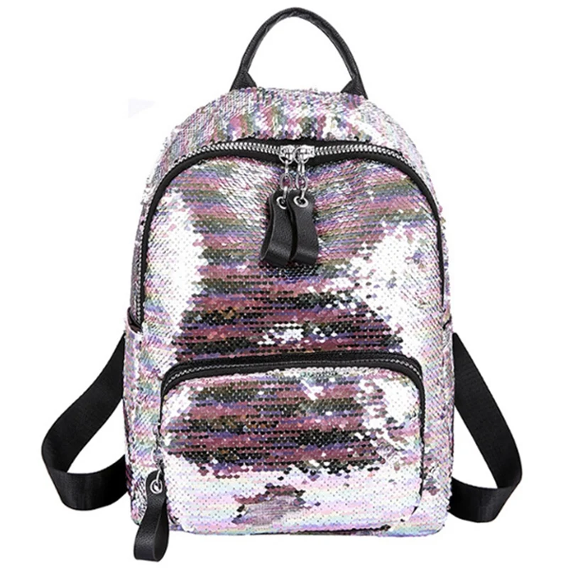 

Sequins Bling Teen Small Backpack Girl Travel Shoulder Bag Female Sequins Contrast Color School Backpack For Student Bag