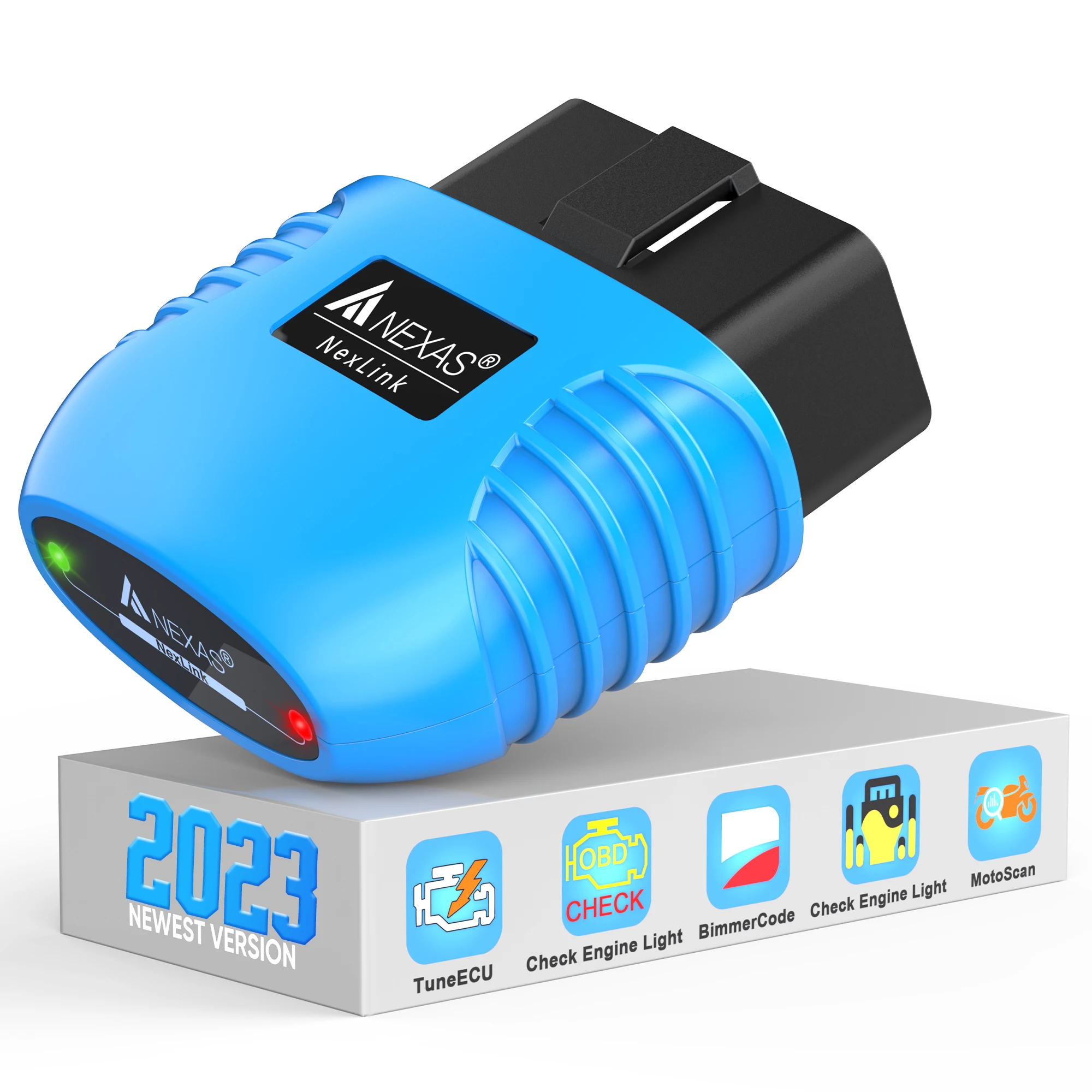 NEXAS 블루투스 OBD2 스캐너 – 엔진 코드 리더 및 EOBD OBD 2 진단 도구, iOS/안드로이드/윈도우 호환 자동차 진단 스캔 기기