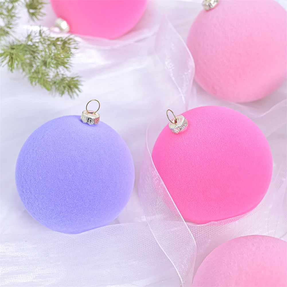 12Pcs 6cm Flocked Christmas Ball Velvet Xmas Tree Hanging Ornaments Decorative For Home Party Christmas Decoration