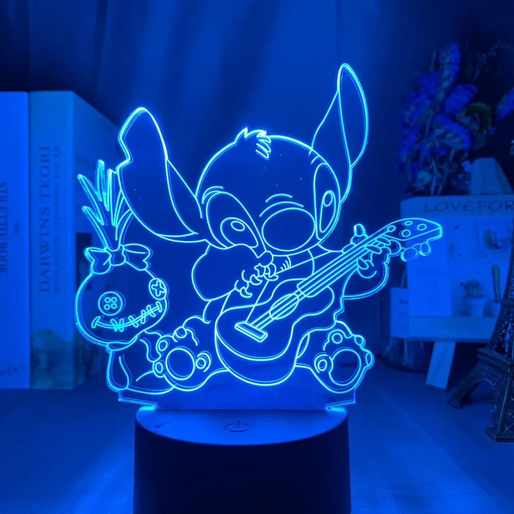 Stitch Anime Led Night Light Dropshipping Acrylic 3D Lamp Bedroom  Kids Gift Lilo & Stitch Birthday Gift