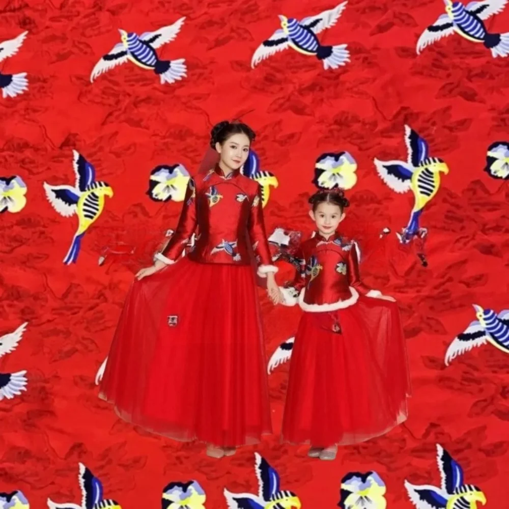 

Yarn Dyed Brocade Jacquard Fabric Flower Bird Dress Suit Jacket Fashion European Brand Design Sewing Wholesale Material Cloth