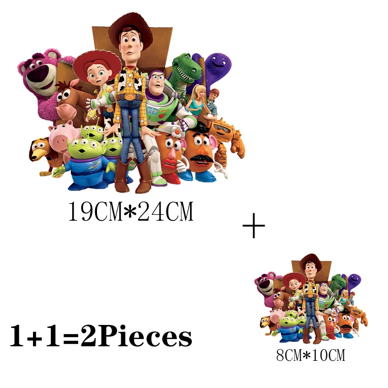 2Pcs/Lot Toy Story Disney Iron On Thermoadhesive Patches Heat Thermal Transfer Fusible Stickers For Clothing Ironing Application