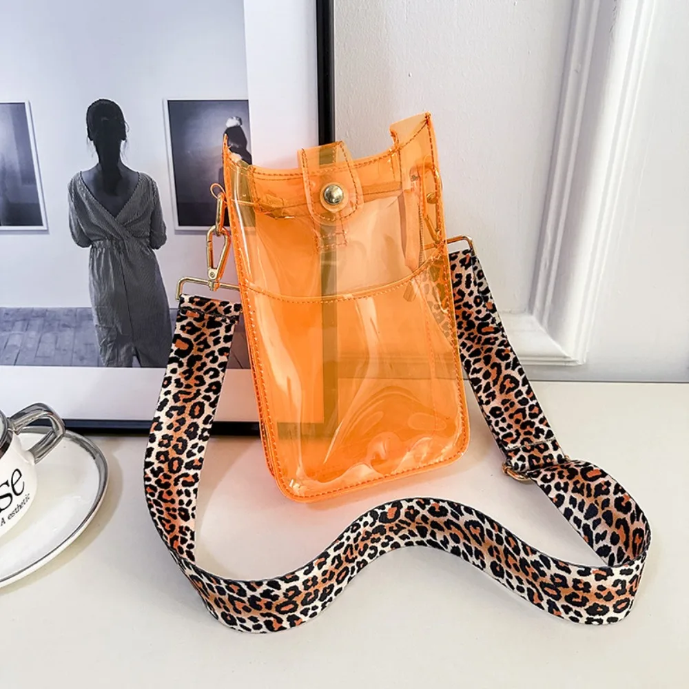 Candy Color PVC Crossbody Sling Bags Women Leopard Guitar Strap Fanny Packs Female Fashion Versatile Clear Bag Stadium Approved