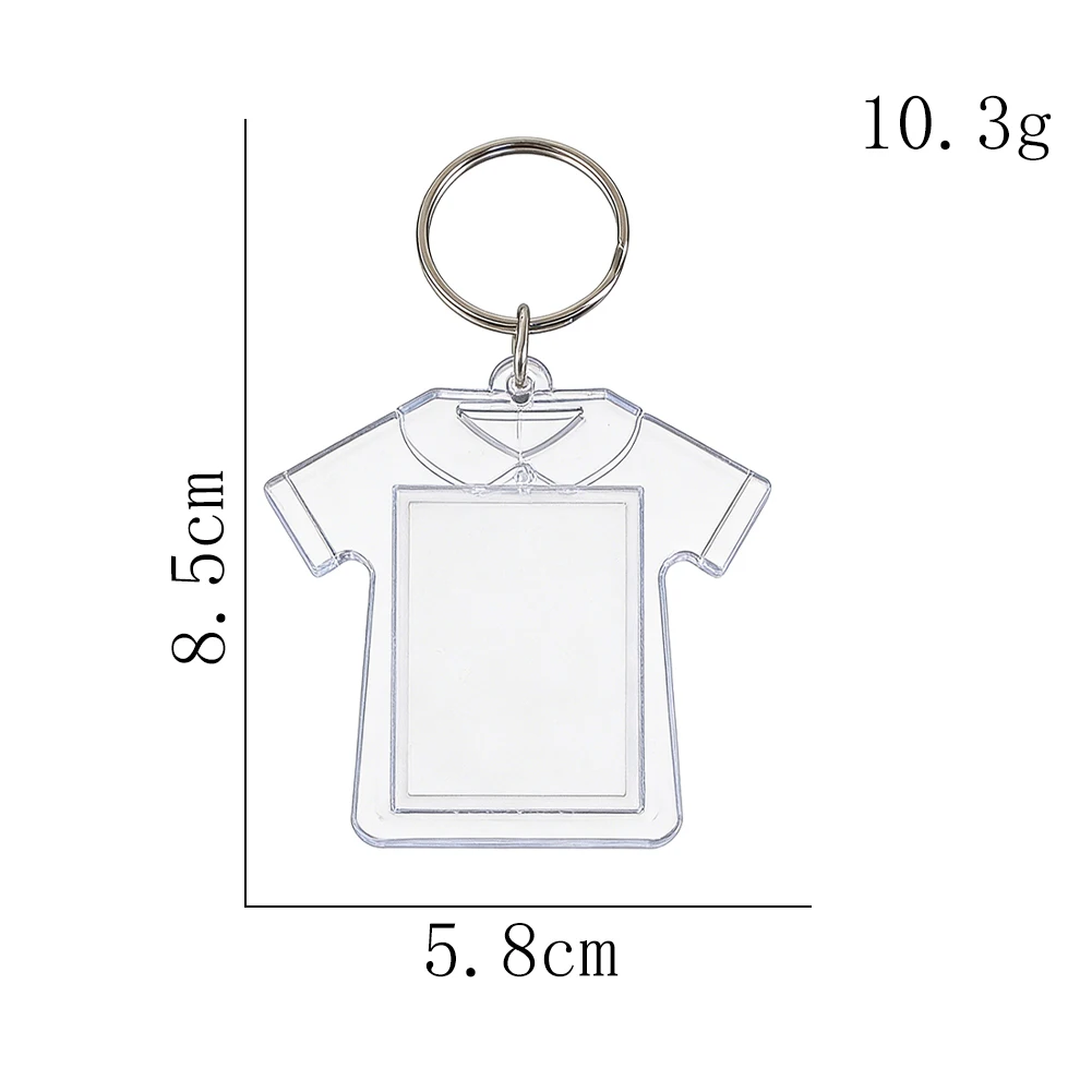 Clear Acrylic Jersey Shirt Shape Photo Insert Keychain Custom Picture Frame Key Ring Personalized Pet Memorial Gift DIY Name Tag