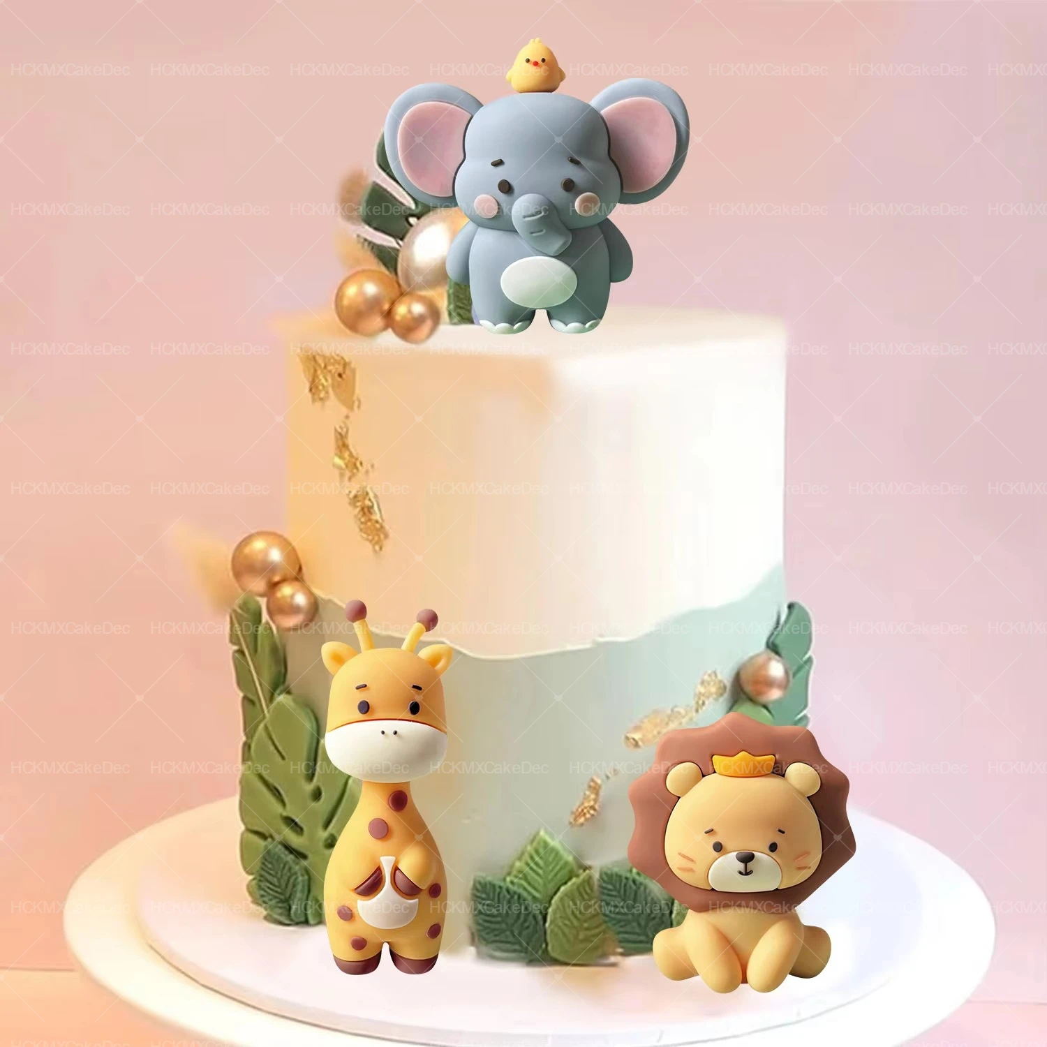 Neuer Safari-Kuchenaufsatz, wilde Tiere, Löwe, Elefant, Giraffe, Kuchen, Dschungeltiere, wilder Tortenaufsatz, Geburtstagsparty-Dekoration – Detail 3