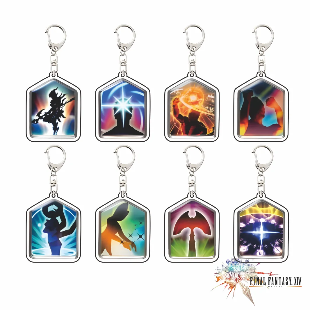 Final Fantasy XIV Skill Icon Series Acrylic Keychain Tank Healer DPS Job Skill Character Hook Pendant Backpack Ornament