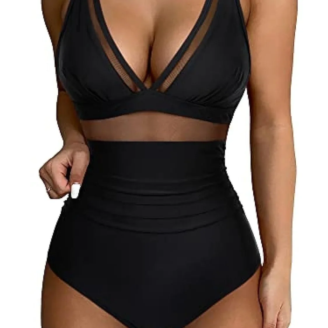 

Solid One-piece Swimsuit Women Deep V-neck Removable Bra Plain Monokinis 2023 New Summer Beach Swimwear Swimsuit Female