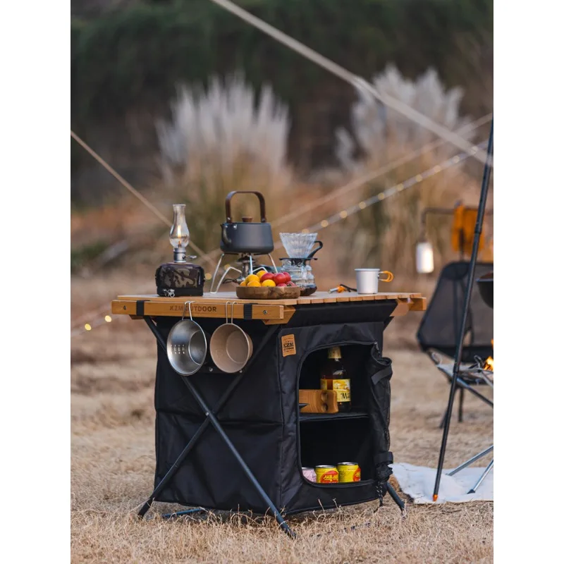 

Outdoor Foldable Storage Cabinet-multi-functional Solid Wood Desktop Cabinet - Portable Large-capacity Dual-purpose Desk Cabinet