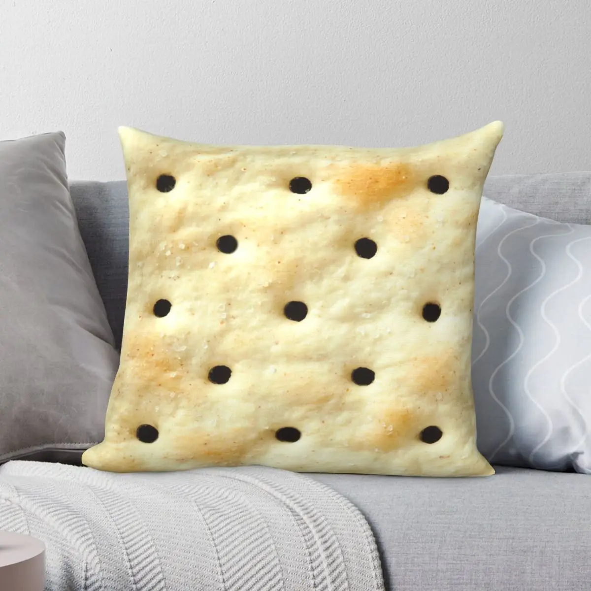 Soda Cracker Saltine Cracker Pillowcase Polyester Linen Velvet Creative Zip Decor Home Cushion Cover 45x45