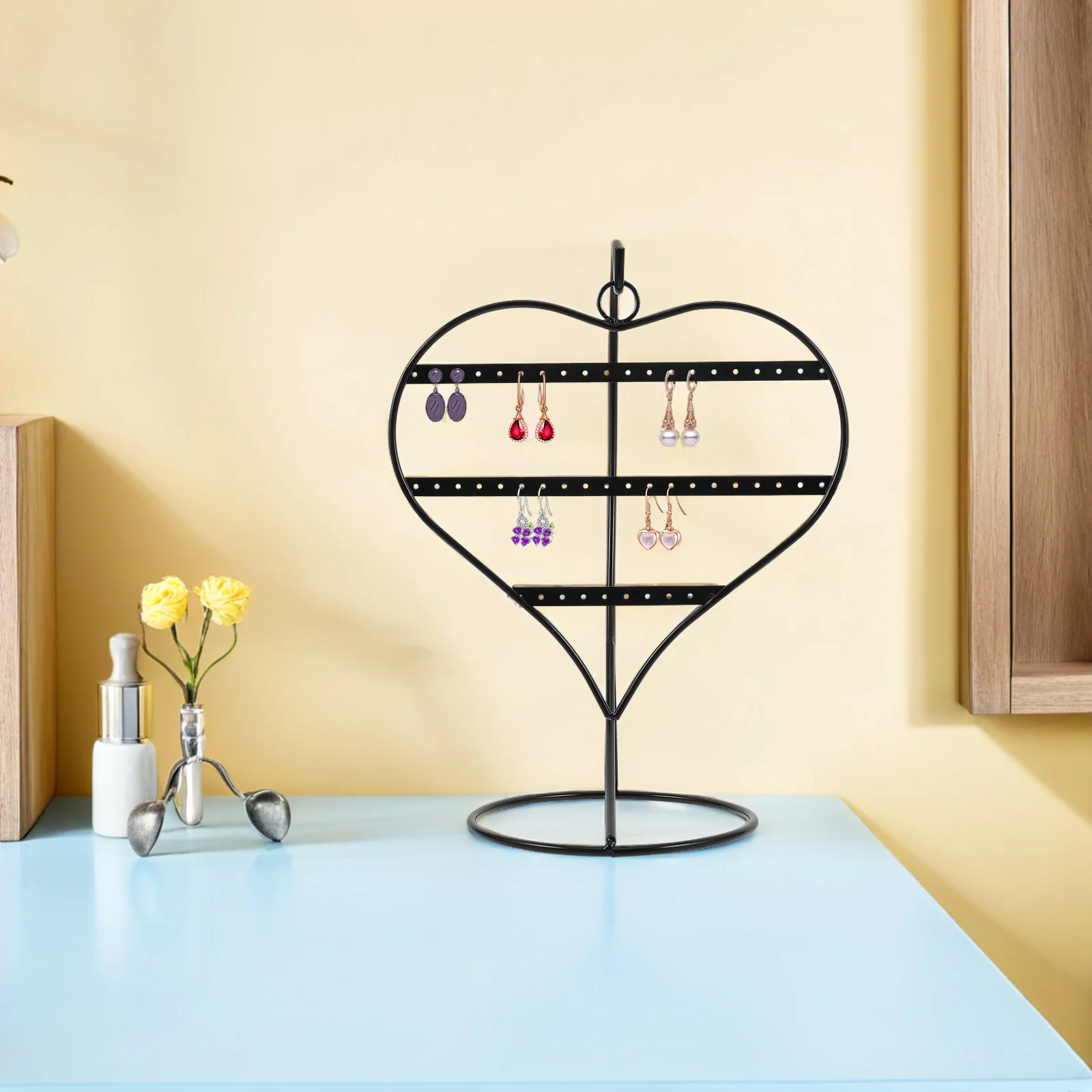 

Heart Shaped Metal Earring Organizer Stand Iron Jewelry Display Rack Tabletop Holder for Earrings Stud Drop Pendant Retail