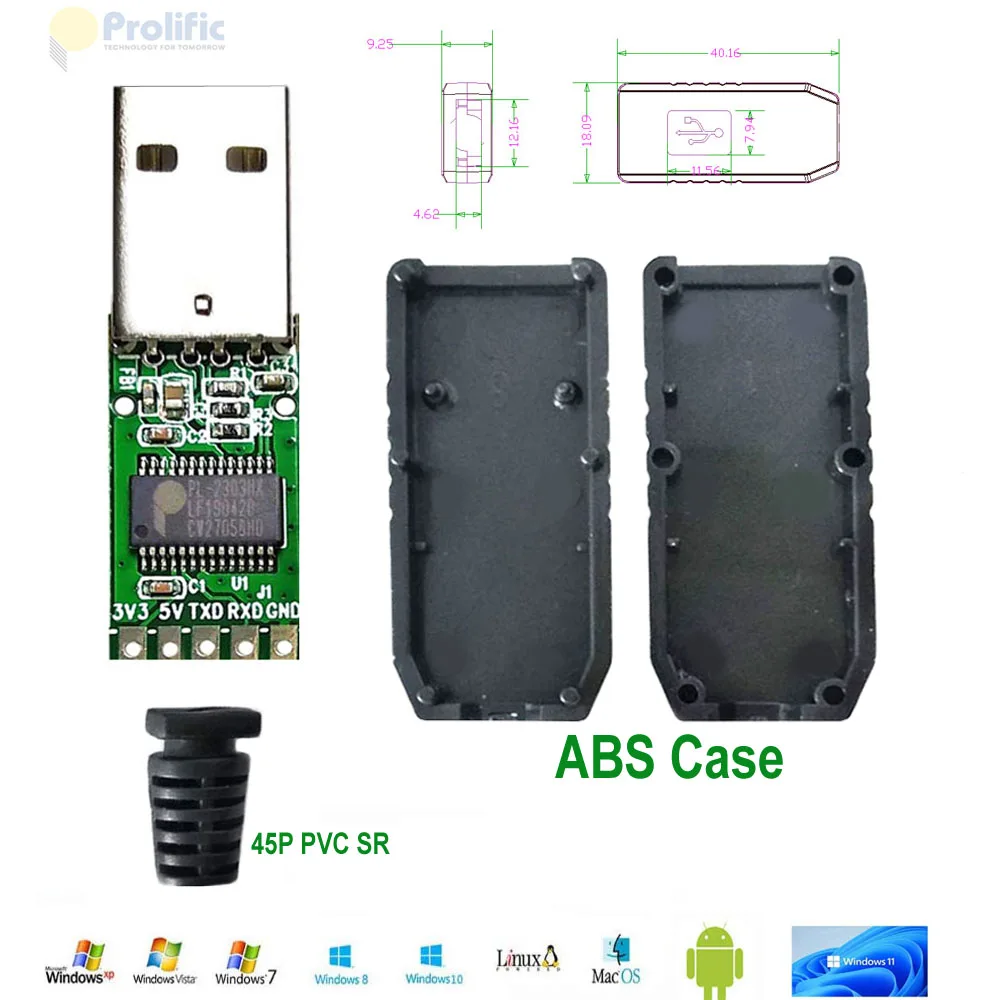 Prolific PL2303HX Version D USB to UART TTL 3V3 PCB Converter for PLC Flash Cable Programming Kit