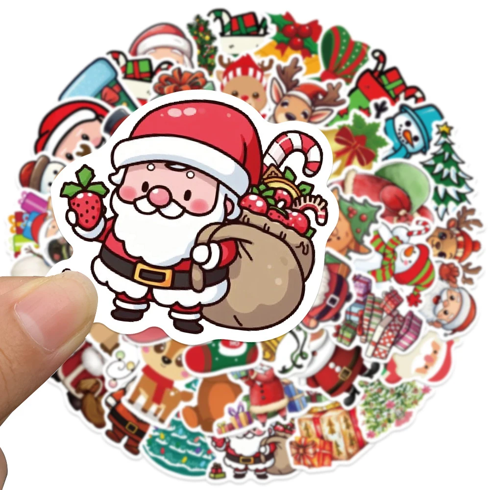 10/30/50 pçs engraçado bonito dos desenhos animados natal graffiti adesivos decoração presentes de natal caso do telefone portátil geladeira decalques adesivo