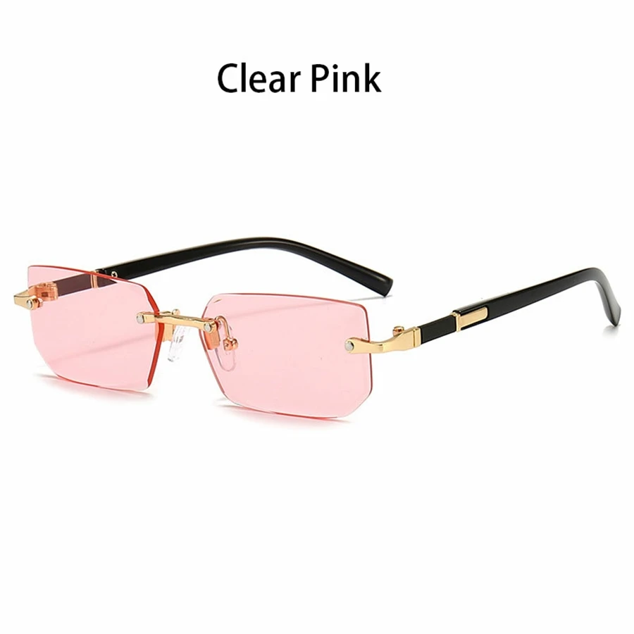 36 Stück randlose Sonnenbrillen für Männer und Frauen, rechteckige Verlaufsgläser, Metallrahmen, farbige Gläser, Unisex-Brillen, luxuriöse Mode – Detail 9