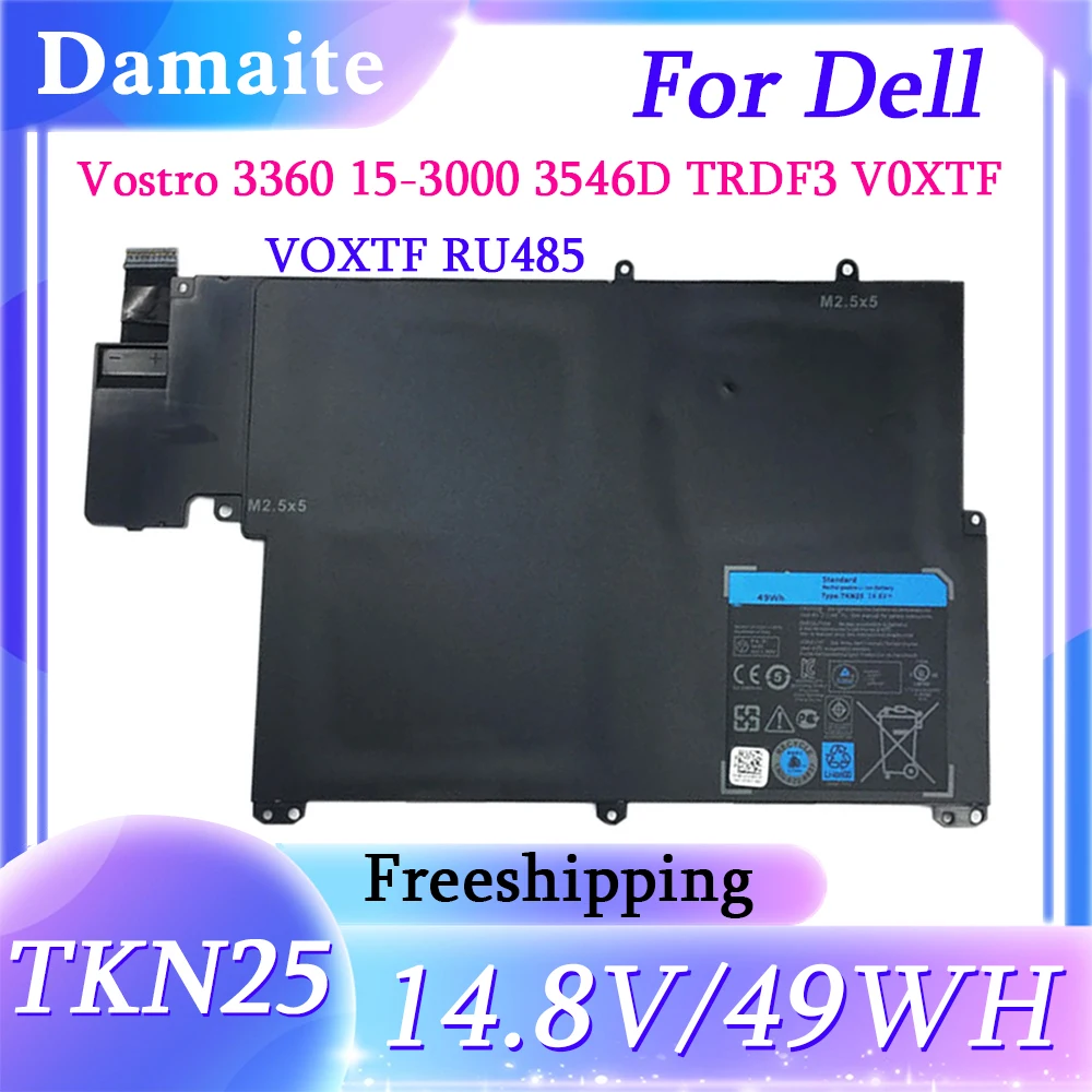 

TKN25 14.8V 49WH Laptop Battery For Dell Inspiron 5323 13Z-5323 Vostro 3360 15-3000 3546D V0XTF VOXTF RU485 TRDF3