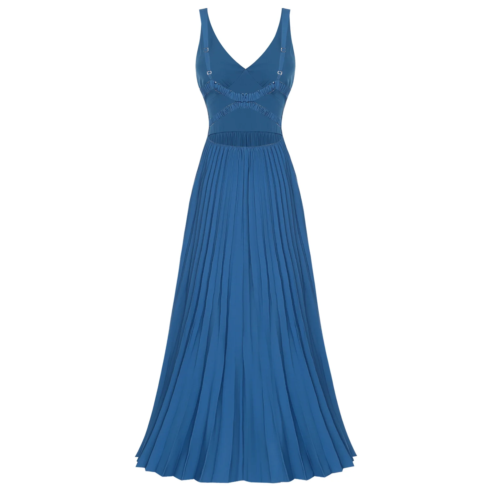 Vestido largo bohemio para mujer, vestido de noche con cuello en V, espalda abierta, dobladillo plisado, vestido acampanado para fiesta de vacaciones tropicales, vestidos de dama de honor