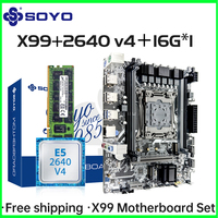 SOYO X99 Motherboard Set with Xeon E5 2640 V4 LGA2011-3 2640 v4 CPU 16GB*1 2133MHz DDR4 REG ECC RAM Computer components