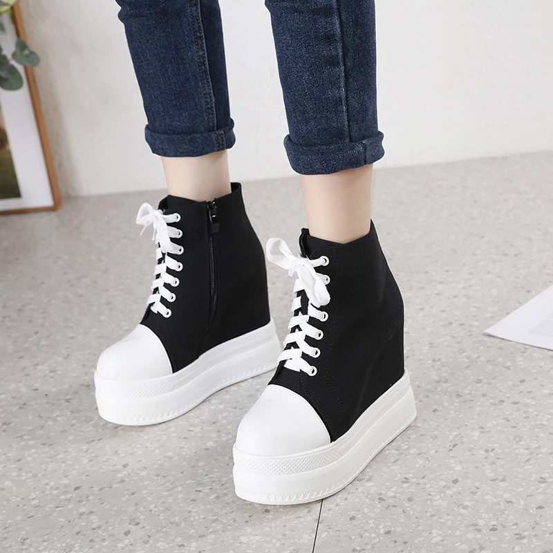 15CM invisible booster shoes 2024 high-top canvas shoes New small Gospel women's shoe ankle boots