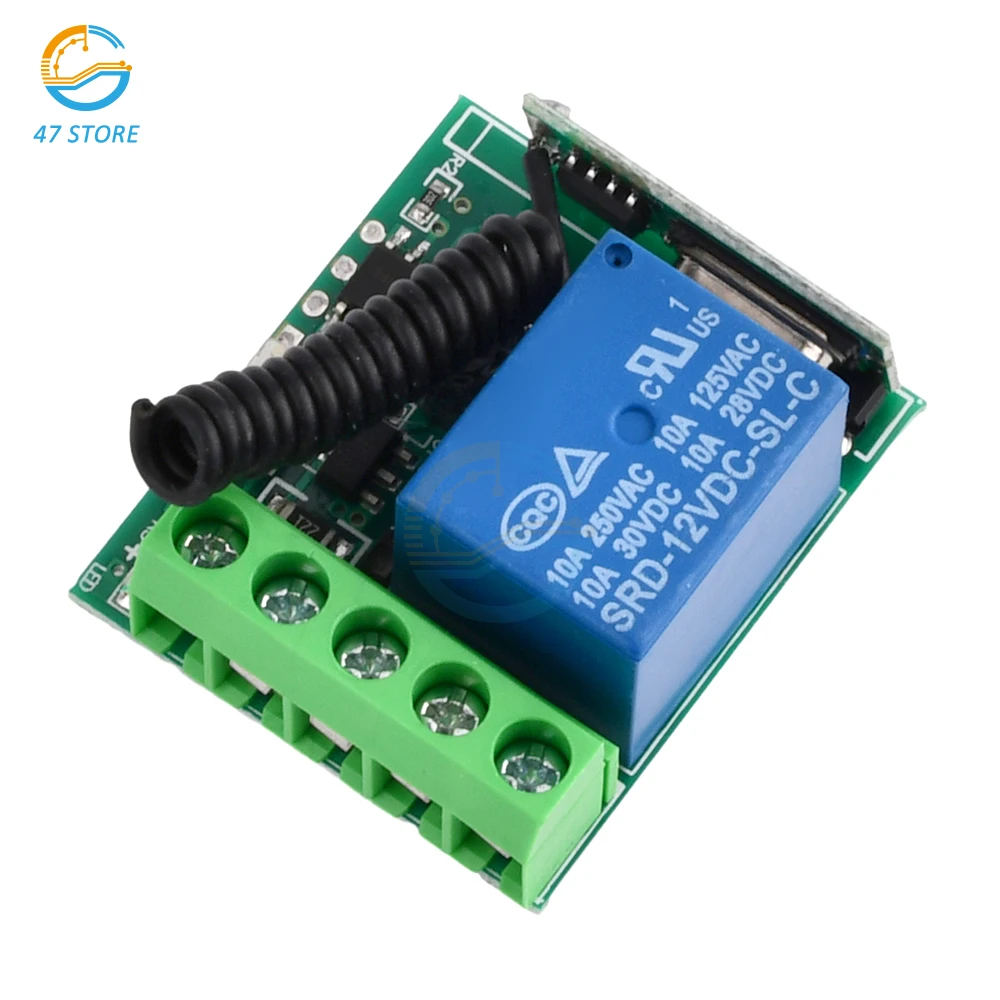 433MHz 315MHz Wireless Relay Switch Module DC 12V 1 Channel RF Remote Control Board Switch Transmitter Receiver Relay Module