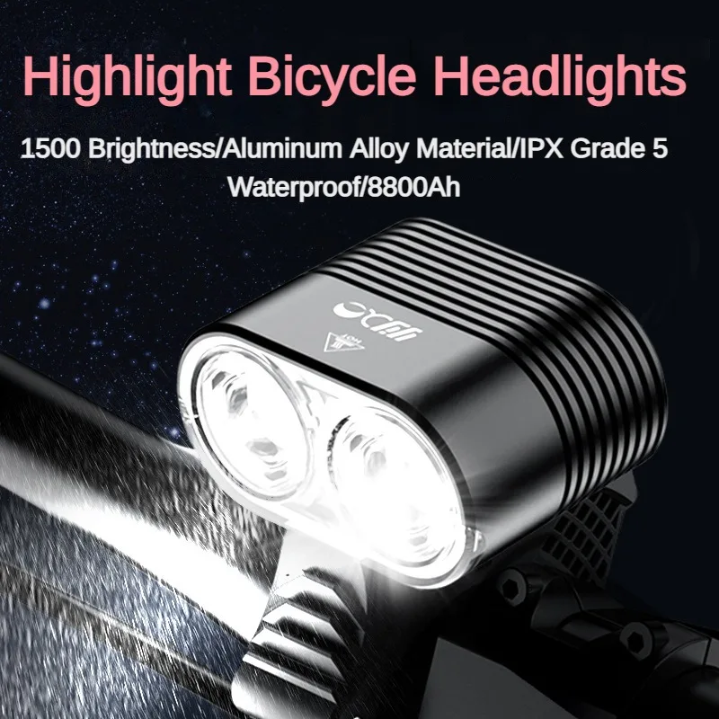 

Hot Bicycle Headlights Night Riding 1500 Lumens Strong Light Usb Rechargeable Rain-proof Outdoor Riding Lights Bike Accessories