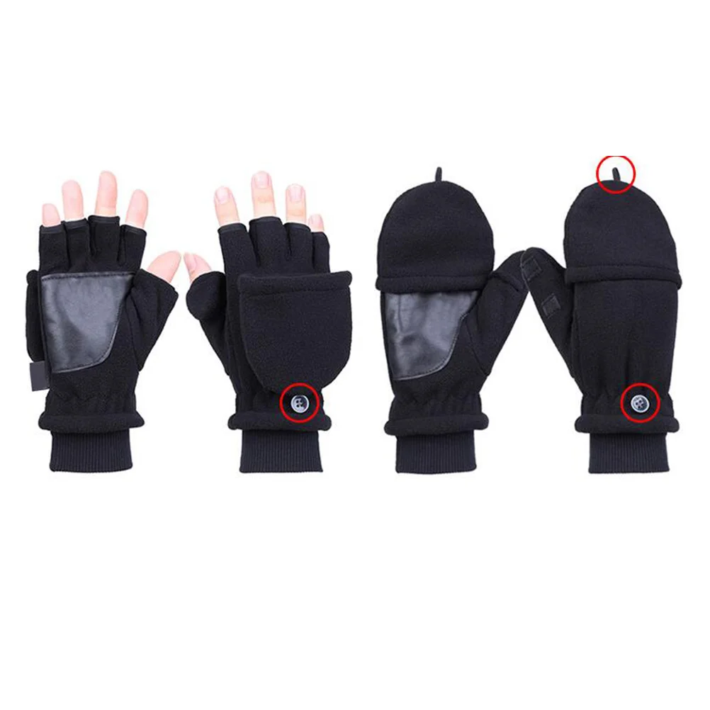 

Lined Flip Cover Half-Finger Warm Men Gloves Gloves -Screen Design For Riding Fishing Photography Black