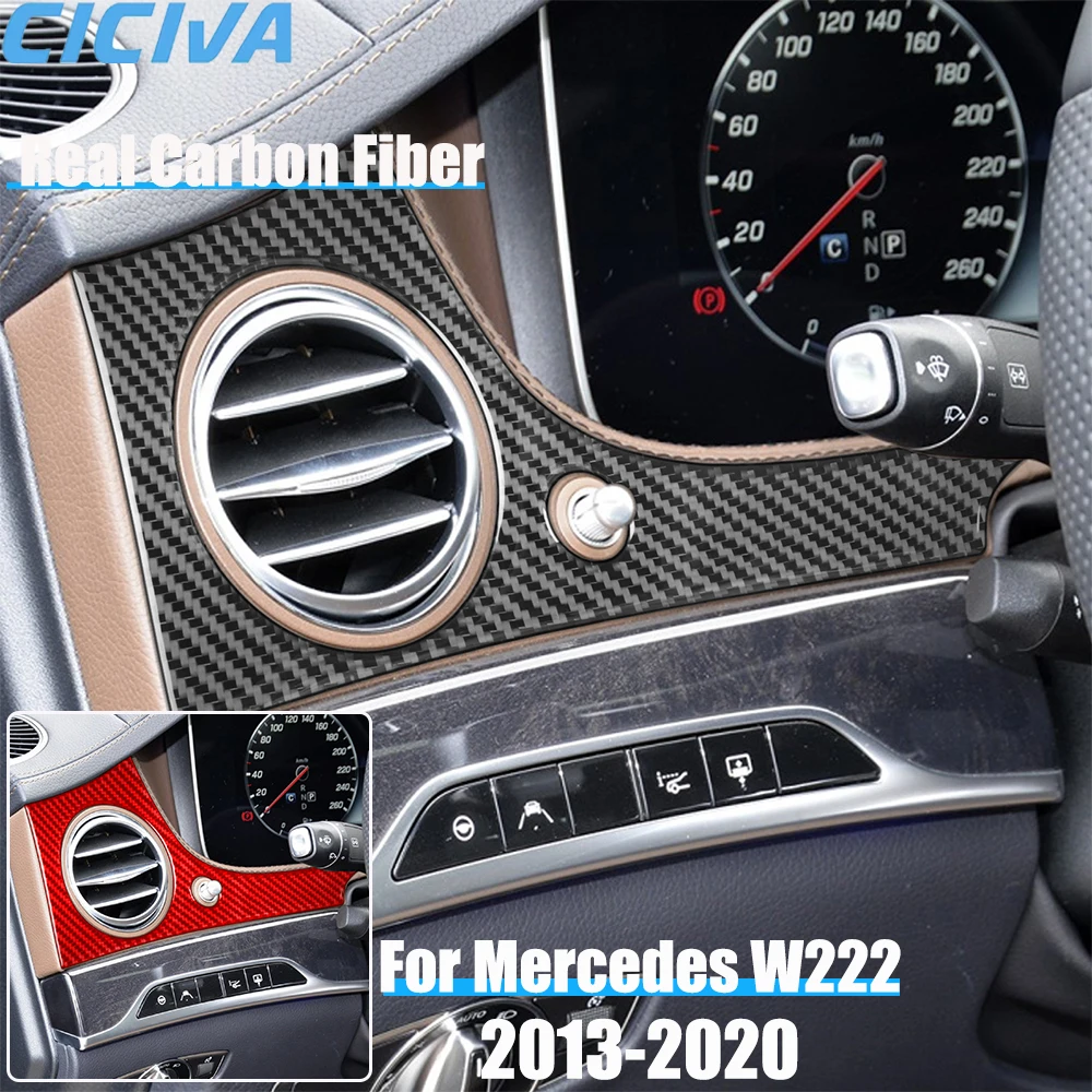 

Настоящие автомобильные аксессуары из углеродного волокна, наклейка на крышку вентиляционного отверстия водителя для Mercedes Benz W222 S-Class/Maybach 13 14 15 16 17 18 19 2020
