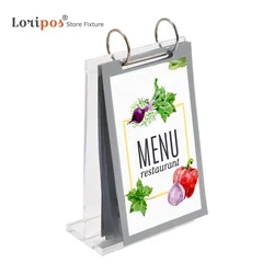 Acrylic Double-sided Page Display Drinks Menu Table Album Desk Sign Restaurant Hotel Label Holder Photo Stand