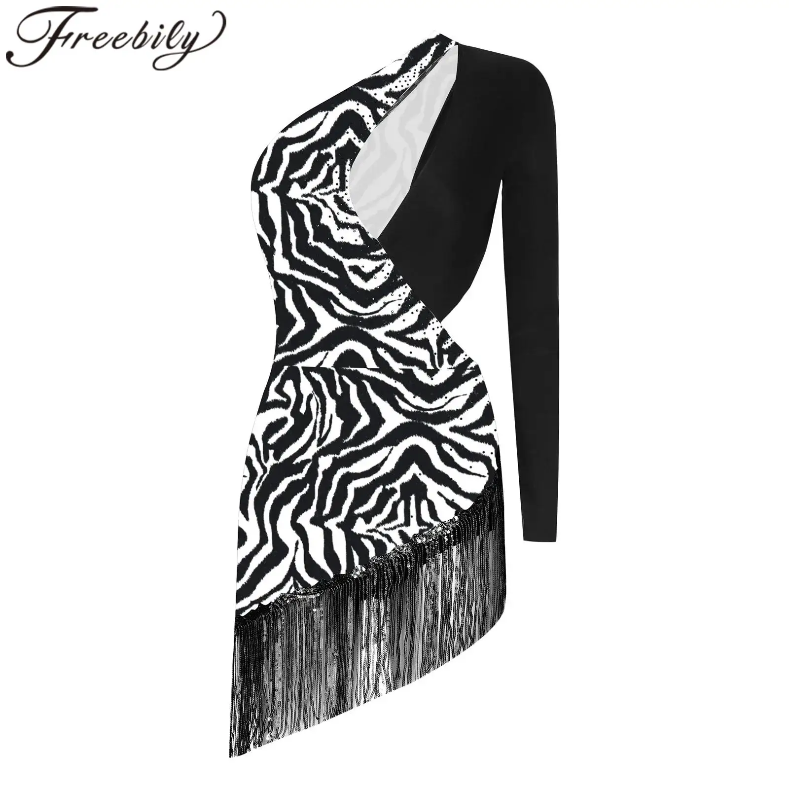 

Latin Dance Leotard Women Sparkling Cha-cha Dress Tassels Dancewear Sequins Bodysuit Dress Stage Performance Samba Salsa Costume