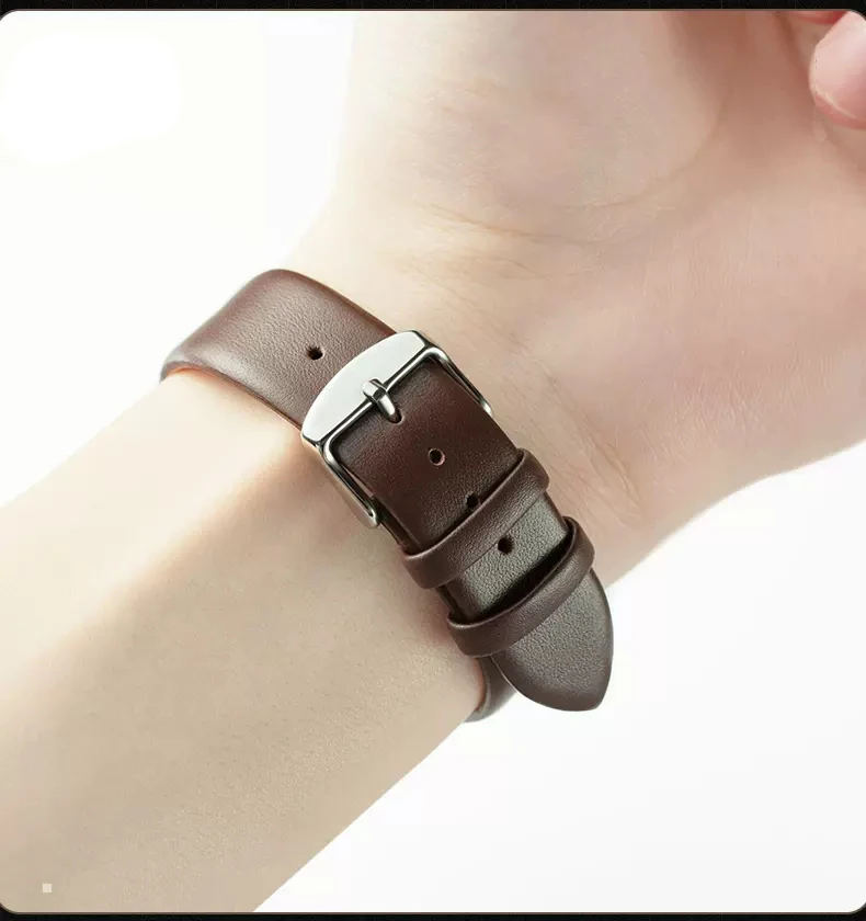 Calfskin Leather Watchband Soft Material Watch Band Wrist Strap gold clasp brown 20mm 22mm With Silver Stainless Steel Buckl