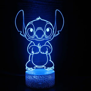 3D Illusion Night Light Point, Remote Control, Smart Touch, Room Decor Lamp, Birthday, Valentine's Day, Christmas Gifts 8 Main Sales Luminaria Stitch - №7