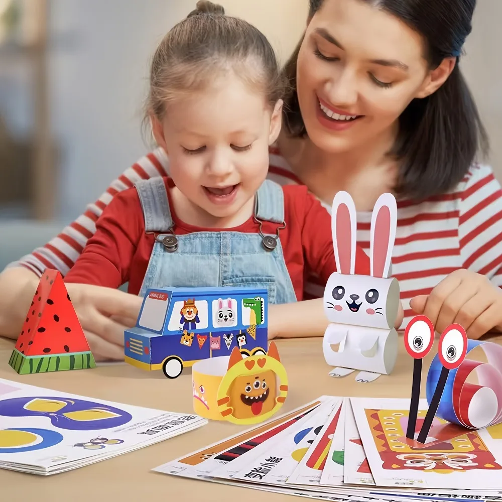 ชุดกระดาษโอริกามิ 3 มิติสำหรับเด็กพร้อมหนังสือคู่มือ ลายสัตว์เลี้ยง งานศิลปะและงานฝีมือ DIY สำหรับผู้เริ่มต้น ของเล่นเดินทาง ของขวัญเด็กชายเด็กหญิง