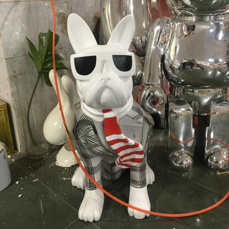 

modern decoration life size fiberglass dog statue resin french bulldog