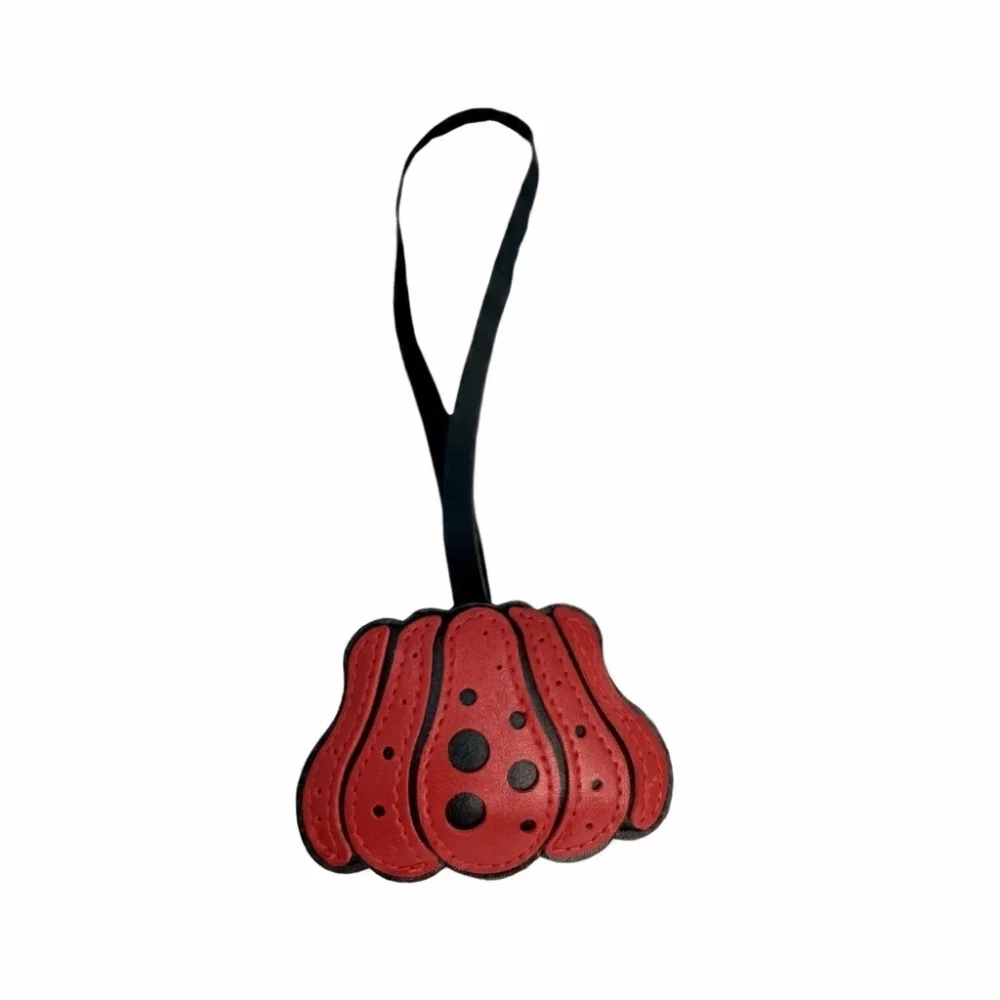 Funny Solid Color Pumpkin Keychain Polka Dot Charm Halloween Bag Pendant Key Ring Leather Beg Accessories Men