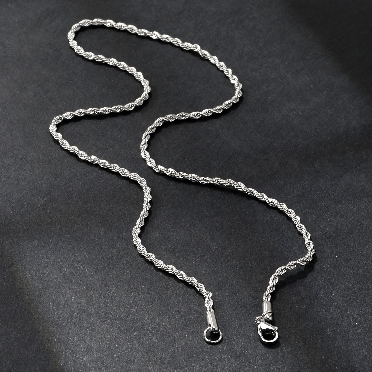 LUXUSTEEL 1pcs 2mm Width Stainless Steel Rope Chains Necklaces Pendants Women Men 18K Golden Plated No Fade Collars DIY Party