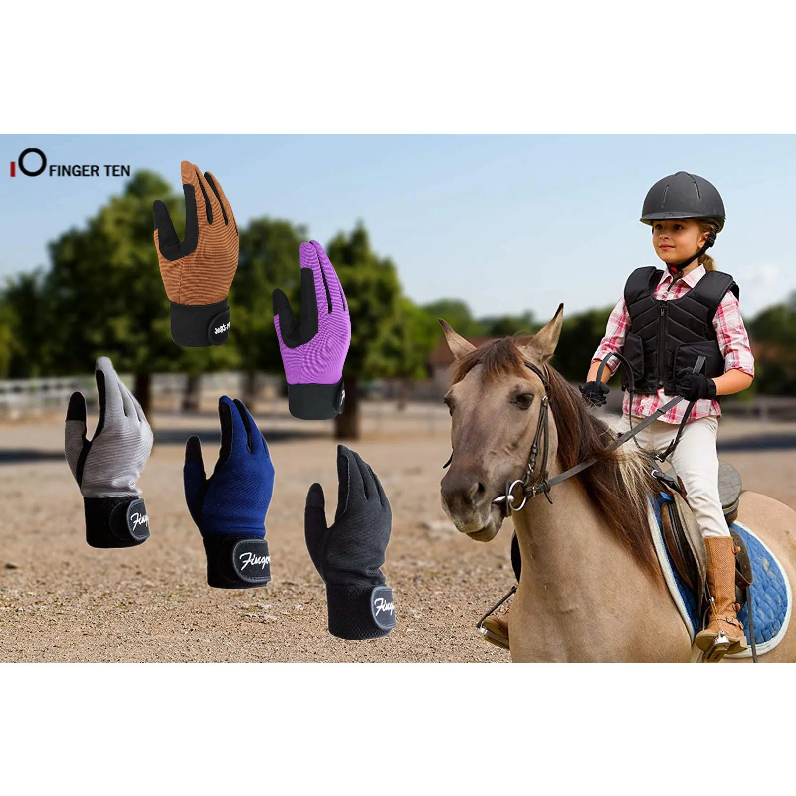 Kids Durable Long Riding Horse Gloves Equestrian Glove Horse Racing Cycling Sport Bike Grip 5-13 Boys Girls Drop Shipping